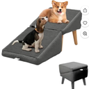 Hdnbsp Split Ottoman Dog Ramp, 4-Step Dog Stairs for Bed, Foldable Pet Steps for Small, Medium, Senior Dogs & Old Cats - Couch Height, Anti-Slip, Washable Cover, Storage Pocket, 135lb Capacity