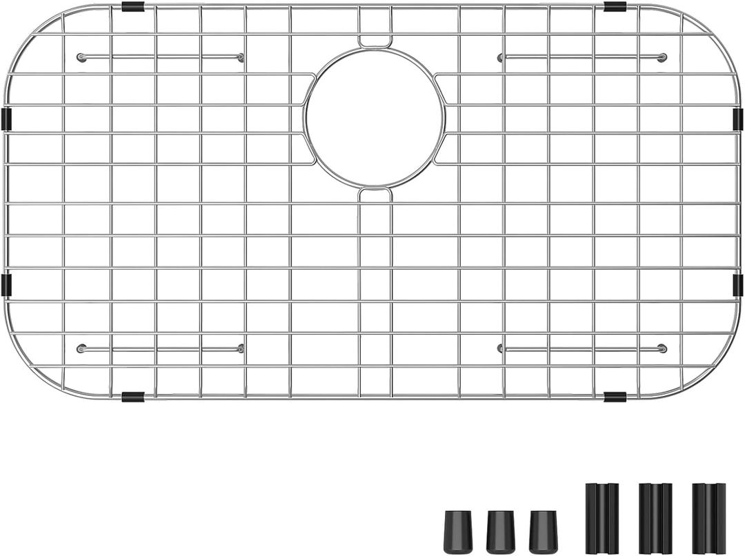 Sink Protector Grid 26-1/16" x 14-1/16", Rear Drain with Corner Radius 3-1/2", 304 Stainless Steel Material Rear Drain