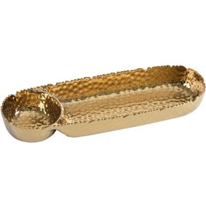 Pampa Bay Porcelain Chip & Dip Bowl and Tray Snack Platter (Gold)