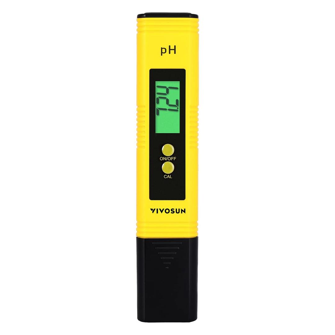 VIVOSUN Digital pH Meter, 0.01pH High Accuracy Pen Type pH Tester for Hydroponics, Household Drinking, Pool and Aquarium, Yellow, UL Certified