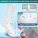 Hylaea Compression Running Socks for men, Coolmax Anti-Blister Cushion Crew Socks for Athletic, Moisture Wicking & Seamless (White)