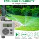 Sprinkler Timer, Programmable Irrigation Water Timer for Garden Hose, Solar/Battery Dual Power & Professional Leak-Proof Design, Rain Delay/Auto/Manual Watering System, Gray (Grey)
