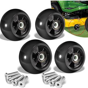4 Pack AM125172 Plastic Deck Gauge Wheel Kit for John Deere 48", 54", 60", 62, 72" Deck Lawn Tractor Mowers Wheel Kit, AM124706, 210-300