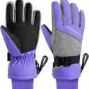 Kids Winter Gloves-3M Thinsulate Snow Waterproof Ski Cold Weather Insulated Outdoor Snowboard Gloves for Boys Girls Youth (Small(Fits: 6~9years old), Purple)