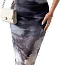 SOLY HUX Women's Tie Dye Cowl Neck Split Hem Bodycon Cami Dress Backless Long Dresses Grey Tie Dye Small