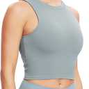 Natural Feelings Nudi Sports Bras for Women Removable Padded Yoga Tank Tops Sleeveless Fitness Workout Crop Tops (Gray, XXL)