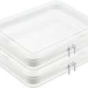 2 PCS Clear Zippered Hard Pouch, Durable, Waterproof Storage Case for Cosmetics, Jewelry, Toys, and Office Supplies, Hard Shell Zipper Case for Home, Travel, and Outdoor Use (9.6x7.7x2.8in, 2 Count)