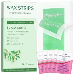 Wax Strips Body for Hair Removal  No Heat Body Waxing Strips for Legs, Arms, Underarms & Bikini Line | Large Wax Strips Body, Cut to Size | At-Home Waxing Solution | 18 Count & 5Calming Oil Wipes