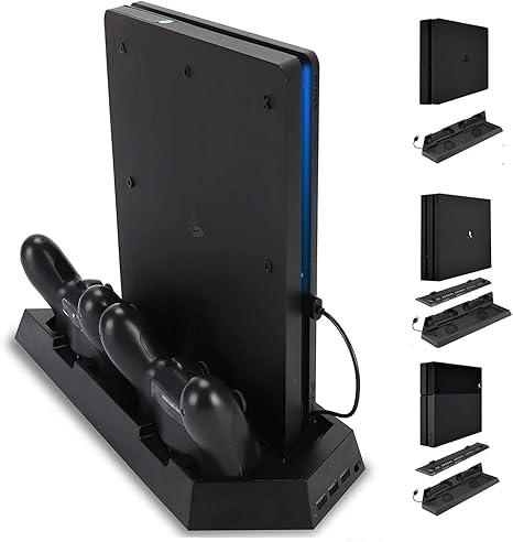 Controller Charger Station for PlayStation4/PS4Slim,Vertical Stand with Dual Controller Charging Dock Station,Dual Cooling Fan and 3 USB Ports(Only for PlayStation4+PS4Slim)