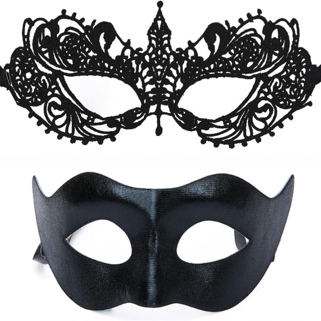 Couple Masquerade Lace Mask Set, Fit for Women and Men Venetian Halloween Masks