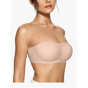 OEAK Womens Strapless Bras Push Up Bandeau Bra Non Slip Wireless Supportive Padded Bras Seamless Comfortable Tube Bra size Xl