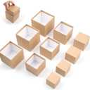 Nesting Gift Boxes Set Prank Gift Boxes Gift Wrap Boxes Surprise Box Small Square Kraft Paper Box Inside Box Gift Set for Christmas Halloween Birthday 10 Cartons No Lids (1.7-3.5 Inch), Brown