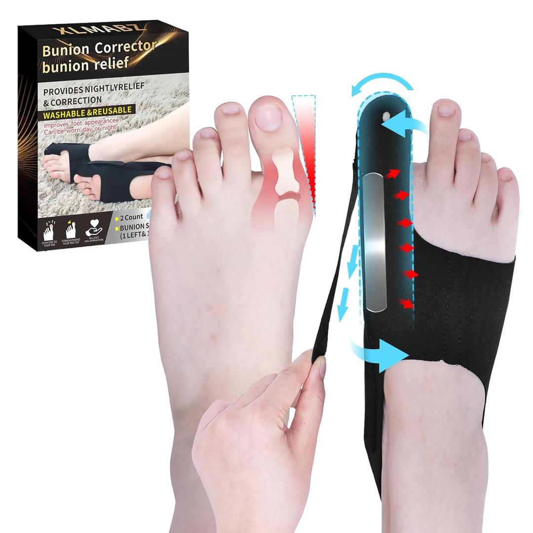 2 Piece Bunion Corrector for Women and Men, Side Adjustable Removable Design, Big Toe Straightener for Bunion Relief, Adjustable Day/Night Support. (M)