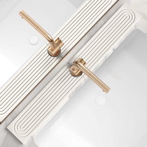 eormoe 30 Inch Faucet Mat for Kitchen Sink - Instant Dry Sink Protector for Countertop, Extra-Long Diatomaceous Earth Stone Sink Tray Around Faucet for Kitchen Bathroom RVs (Light Grey, 30" x 3.9")