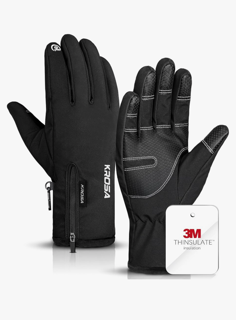 Krosa Winter Gloves For Men Women Made with 3M Thinsulate, Waterproof Ski Gloves for Cold Weather with 10 Touchscreen Fingers, XXL