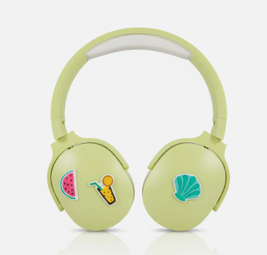 Icon Headphones. Comfortable Padding. High-Quality Sound. Cute Icon Feature. Green