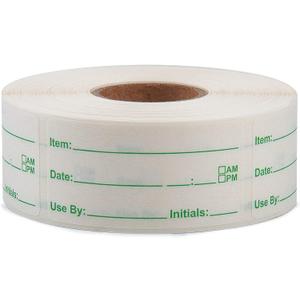 L LIKED 500 Stickers Use by 1 x 2 Inch Dissolvable Labels for Food Containers Prep roll of 500 (Green)