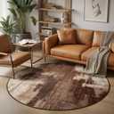 Merelax 4ft Round Brown Abstract Area Rug, Washable Non Slip Circle Rug for Entryway, Kitchen, Bedroom, Bathroom, Nursery, Living Room, Thin Soft Circular Rugs Indoor Dcor, Low Pile Carpet, Coffee