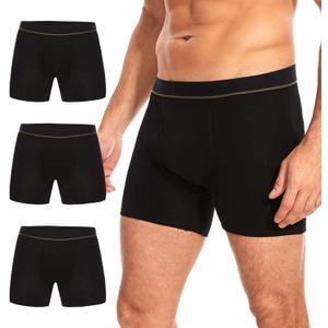 Washable Incontinence Boxer Briefs for Men - Cotton Urinary Leakproof Underwear with Fly, Enhanced Front & Rear Protection 150 ml Absorbency (3 Pack, Black, L)