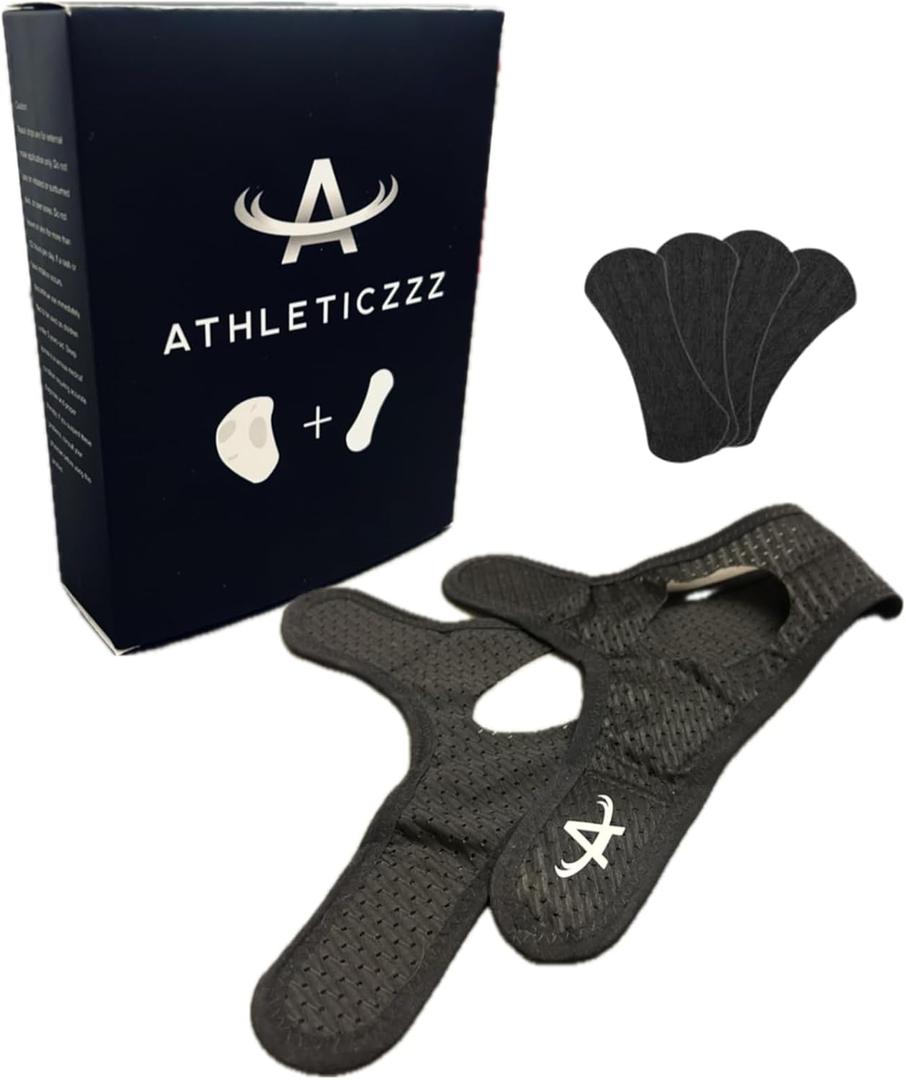 2 x ATHLETICZZZ Chin Strap and Nasal Strips for Snoring (30 Ct) - Athletic Performance, Anti Snore Chin Strap, CPAP Integration, Mouth Tape Alternative, Extreme Light Weight and Comfort for Men and Women