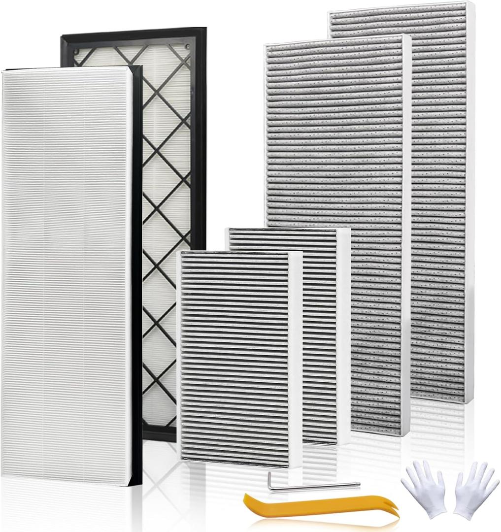 Front Trunk HEPA Carbon Air Filters Kit Fit for Tesla Model Y/Model Y Juniper/Standard 2020-2026, HEPA Air Filter *2 HEPA Carbon Filter *2 Cabin Air Filter *2 per Package with Installation Tools