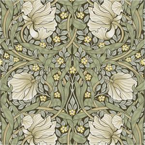 HAOKHOME Vintage Floral Wallpaper Peel and Stick Botanical Sage Green/Yellow Wall Murals Home Kitchen Bedroom Decor by William Morris 17.7in x 9.8ft