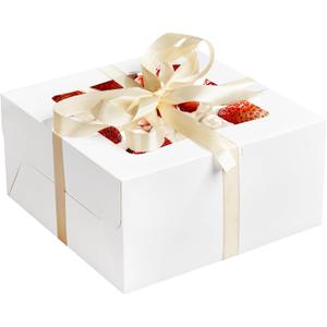 RACETOP 32pcs Cake Boxes with Window, 10x10x5 Inches White Bakery Boxes, Cookie Dessert Boxes, Pastry Box, Square Cardboard Cake Box for Cake, Birthday Party, Donuts, Wedding