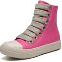 MOFEEDOUKA Womens High Top Sneakers Thick Shoe Laces PU Leather Comfort Platform Walking Shoes with Zipper, Size 42(11)