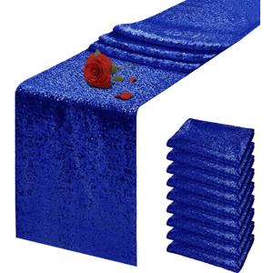 10 Packs 12 x 72 inches Royal Blue Sequin Table Runner, Glitter Runner for Birthday Party Supplies Wedding Holiday Celebration Baby Shower Engagement Anniversary Decor