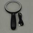 Large Magnifying Glass with 37 LED Light, 10X 20X 45X Handheld Illuminated Lighted Magnifier with 3 Light Modes Rechargeable Magnifying Glass for Seniors Reading, Inspection (White & Black)