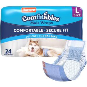Hartz Comfitables Disposable Male Dog Wraps with Stretchy Waistband, Large 24 Count
