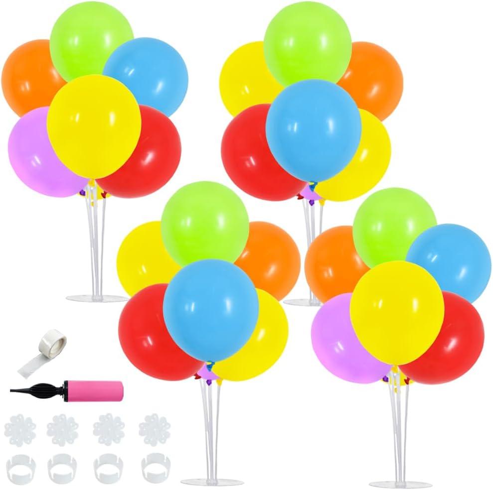 TONIFUL 4 Set Colourful Balloon Centerpieces For Table,Balloons Stand Kit For Rainbow Party Centerpieces Table Decorations, Easter Decoration, Birthday Decorations