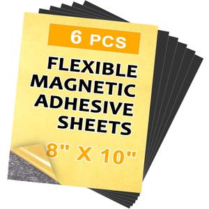Cuttable Magnetic Sheets 6 Pack, Each 8" x 10", Stick Magnetic Paper with Adhesive Backing for Crafts, Paper Magnets and Stickers