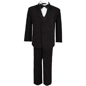 Boys Tuxedo with Vest, Shirt, and Bow Tie – Black or White
 Size 10