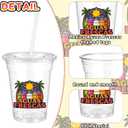 FoldTier 100 Pack Fiesta Plastic Cups 12 oz Mexican Aguas Frescas Disposable Cups with Lids and Straws Mexican Party Favors for May 5th Fiesta Taco Tuesday, Summer Party Supplies