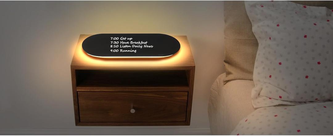 TSJ OFFICE Glass Desktop Whiteboard - 17 X 7 Inches Small Dry Erase Board with Warm Light, Black Glass White Board Surface Notepad with 1 Drawer, Desk Organizers for Office, Home, School Supplies