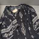 Zeagoo Womens Tops 3/4 Sleeve V Neck Bohemian Blouses Casual Loose Fit Tunic Boho Shirts Floral Printed Clothes (Black, XL)