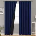 BGment Navy Blue 100% Blackout Curtains for Bedroom, 78 Inch Black Out Living Room Panels with Thermal Liner, Rod Pocket and Back Tab Double Layer Room Darkening Drapes, 2 Panels, Each 52 x 78 Inch