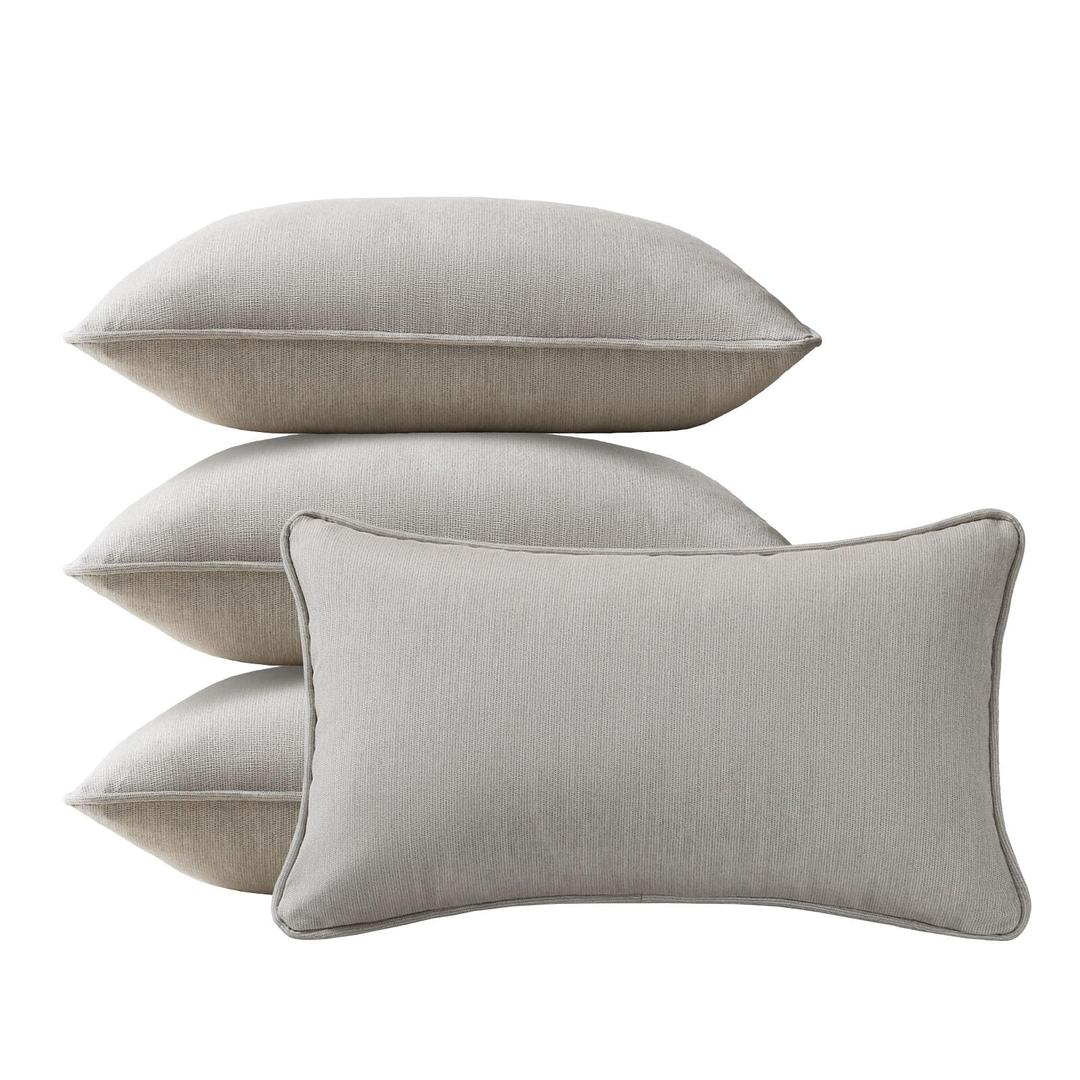 Supflourishia 4 Pack Sunbrella Outdoor Water Repellent Throw Pillows 18x18 Inch with Insert, Decorative Square Patio Pillows for Home Garden Couch Balcony, Specrtum Pebble