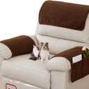 Armrest Covers - Arm Chair Covers Set of 3 Recliner Chair Covers, with Pockets Stretch Arm Rest Cover Non-Slip Armchair Protector Cover for Tv Armchair Chair Sofa,Washable (Brown 22.5x15 in)