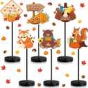 Wenqik 6 Pcs Thanksgiving Tabletop Decor Turkey Table Centerpiece Standing Thanksgiving Party Decorations Turkey Sign Wooden Block Fall Shelf Ornaments Pumpkin Maple Leaf for Home Autumn Harvest
