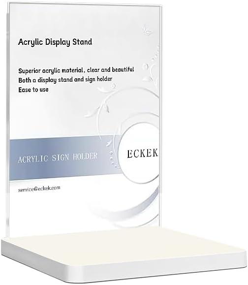 Acrylic Sign Holder Clear Display Sign Stand Acrylic Display Stand for Office, Store (PVC Base)