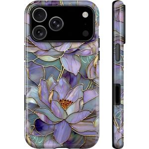 Compatible with iPhone 17 Pro Case 2-in-1 Hybrid Rugged Shockproof Full Body Cover - Abstract Lotus