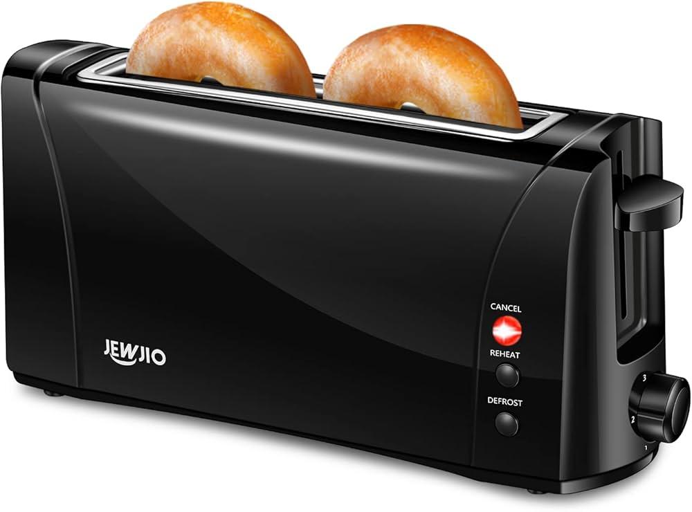 Jewjio Beach Extra Wide Long Slot 2 Slice Toaster, Browning Control With 7 Shades, Bagel Function, Cancel Button & Auto Shutoff, Modern Slim Design Fits Any Space, Black (22989)
