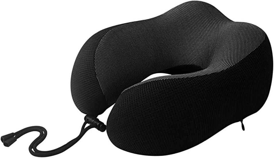 Travel U Shaped Neck Pillow, Office Nap Neck Pillow Memory Foam Neck Pillow for Camping, Planes, Homes, Cars, etc. (Black)