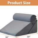 3PCS Wedge Pillow for Acid Reflux Relief, Adjustable Wedge Pillow Headboard, Bed Wedges Pillow for Back Pain Relief, Sleeping, Post Surgery, Back Support Pillows for Sitting Up, Snoring, Plush Grey