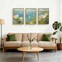 Large Coastal Sailboat Framed Canvas Wall Art Set,Summer Seascape Wall Decor,Nautical Blue Ocean Art Prints,Nature Beach Artwork for Living Room,Bedroom,Dining Room,Office-24 x36 x3