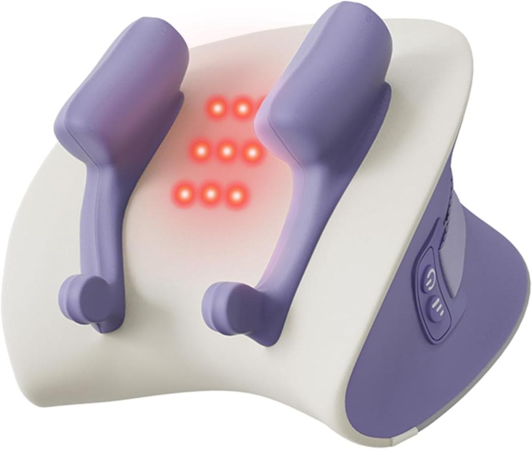 Shoulder and Neck Heating Massage Pillow, Electric Neck Massager with Heat, 3 Modes & Adjustable Strength, Deep Tissue Cervical Massager for Neck Shoulder Pain Relief, White Purple