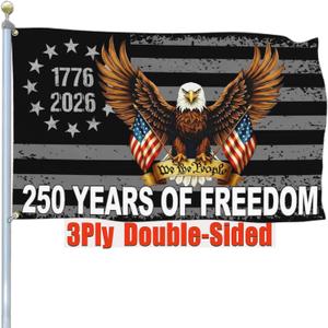 2 x 3 Ply 250th Anniversary USA Flag 3x5 Double Sided Outdoor 250 Year American Anniversary Flag Patriotic 4th of July 1776 American Flags for Outside 250 Merchandise Banner Decorations