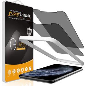Supershieldz (2 Pack) Designed for Apple iPhone 11 Pro, iPhone XS and iPhone X (5.8 inch) (Privacy) Anti Spy Tempered Glass Screen Protector with (Easy Installation Tray) Anti Scratch, Bubble Free